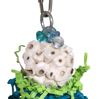 sola ball set inside a small vine basket